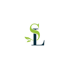 SL nature letter logo design vector template