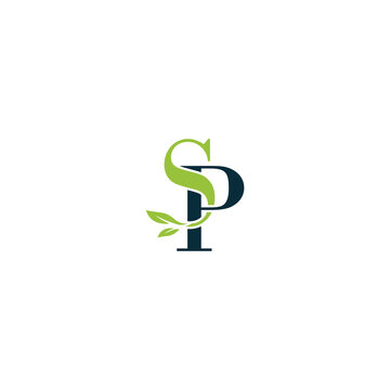 SP nature letter logo design vector template