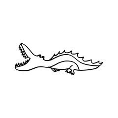 Alligator hand drawn doodle. Crocodile vector illustration.