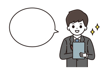 メモを取るビジネスマンのイラスト