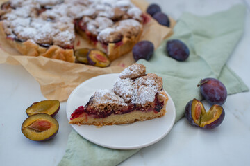 home made vanilla almond tarte with plums