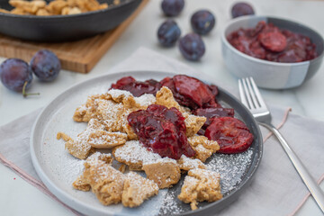 Kaiserschmarrn is a traditional Austrian or German sweet pancake dessert