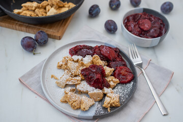 Kaiserschmarrn is a traditional Austrian or German sweet pancake dessert
