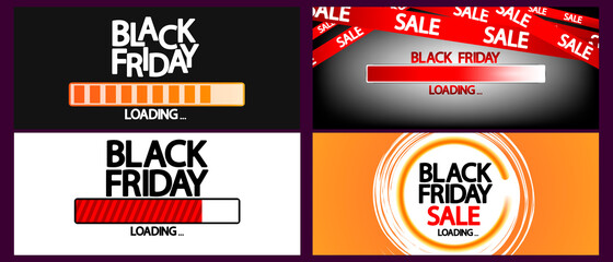 Black Friday Sale, progress loading bars design template, vector illustration