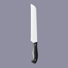 Chef cook knife with long blade template realistic vector illustration isolated.