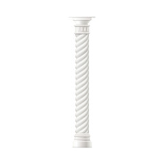 Antique marble column or pillar realistic vector mockup illustration isolated.
