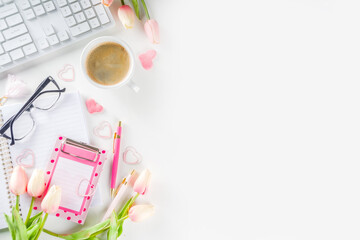 Spring woman office concept flatlay
