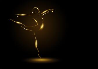 Golden ballerina on dark background © rudall30