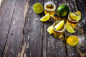 Golden tequila shots