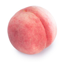 Fresh White Peach on White Background, Peach fruit with leaf isolated on white background, (With clipping path)