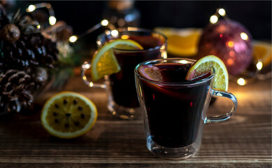 Defocused mulled wine with blurred background