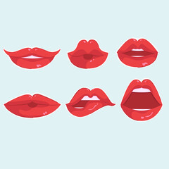 red lips stickers hand drawn