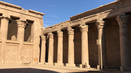 The forecourt of the Temple of Edfu, Egypt.