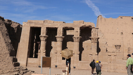The forecourt of the Temple of Edfu, Egypt.