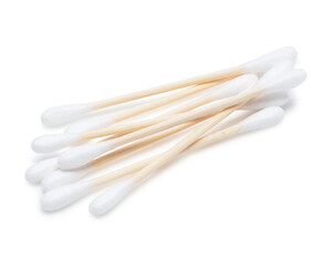Bamboo swabs on a white background