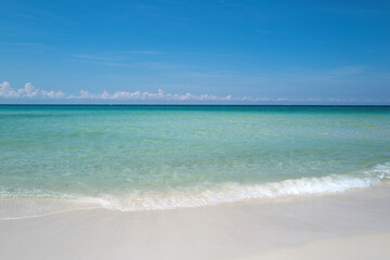 Composition of nature. Blue ocean wide panorama background with sea.