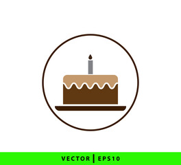 Birthday cake icon vector logo template illustration