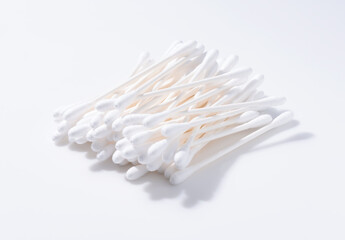 Cotton swabs on a white background