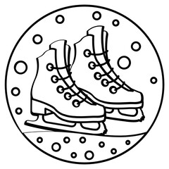 
Skating shoes, footwear accessory winter traveling icon. 
