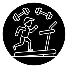 
Man running on treadmill showcasing fitness club icon
