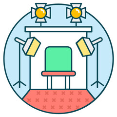 
Trendy editable flat vector design of photo studio 
