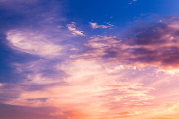 Obraz premium Colorful cloudy sky, tropical sunset. Natural background
