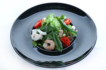 seafood salad isolated white background