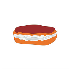 eclair typical french dessert. illustration for web and mobile design.