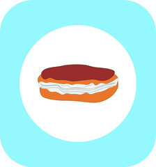 eclair typical french dessert. illustration for web and mobile design.
