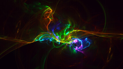 3D rendering abstract multicolor fractal light background