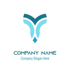 Fototapeta premium Company simple abstract logo design blue