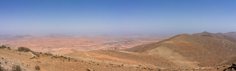 Panoramic view of beautiful landscape from Mirador (viewpoint) de Morro Velosa. Fuerteventura. Canary Island. Spain.