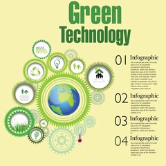 Modern green ecology cycle infographics . on yellow background. vector illustration flat design. Tree of development and growth. Save world your hands concept. Template for brochure, step.
