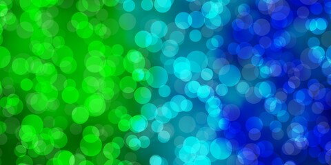 Light Blue, Green vector layout with circle shapes. Abstract colorful disks on simple gradient background. Design for your commercials.