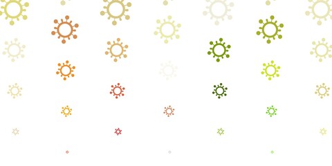Light Green, Yellow vector background with covid-19 symbols.