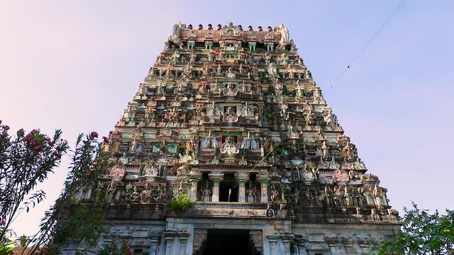 View of the Traditional Hindu temple in South India.