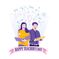 Teacher's Day celebration flat Illustration Design. EPS File Format.
