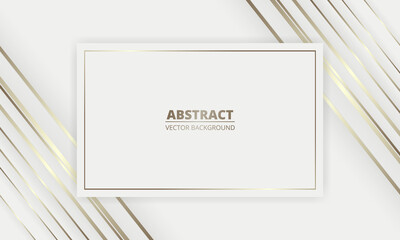 Gold luxury background. White luxury abstract background with golden lines and frame for title or festive text. Light banner with golden lines to create a postcard, cover, flyer, invitation leaflet.