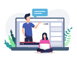 Online course tutorial vector illustration