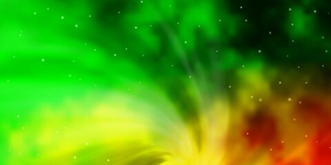 Light Green, Yellow vector background with small and big stars. Shining colorful illustration with small and big stars. Theme for cell phones.