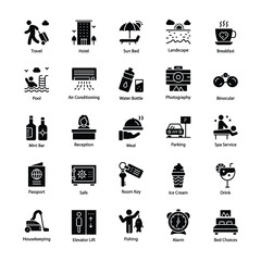 Travel Glyph Vector Icons 