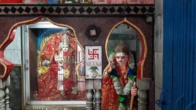 Durga mata in temple for worship in hindu religious. 