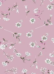 seamless pattern with pink flowers
