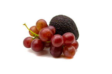 Bunch of grapes and avocado fruit