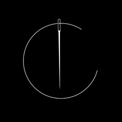 Needle with thread vector icon. Vector