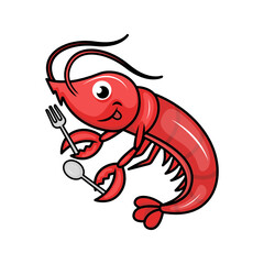 Cute shrimp mascot design illustration