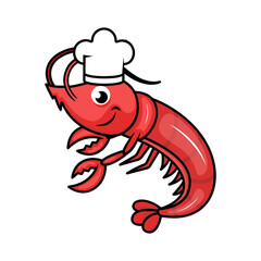 Cute shrimp mascot design illustration