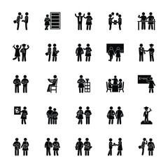 Students Glyph Vector Icons 