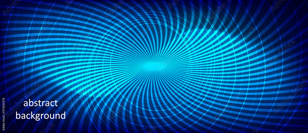 Poster abstract blue tech background with lines and spiral