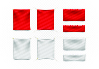 Realistic 3D Banner with Folds on White Background . Isolated Vector Elements